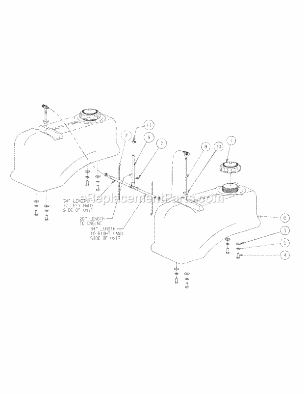 Fuel Tank Assembly Diagram and Parts List for M54-KW 53AI8CTW750 Cub Cadet Sprayer